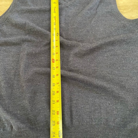 Blue Mens Vest size L Grandpa core V neck cashmere wool sweater worn twice EUC - Picture 4 of 10